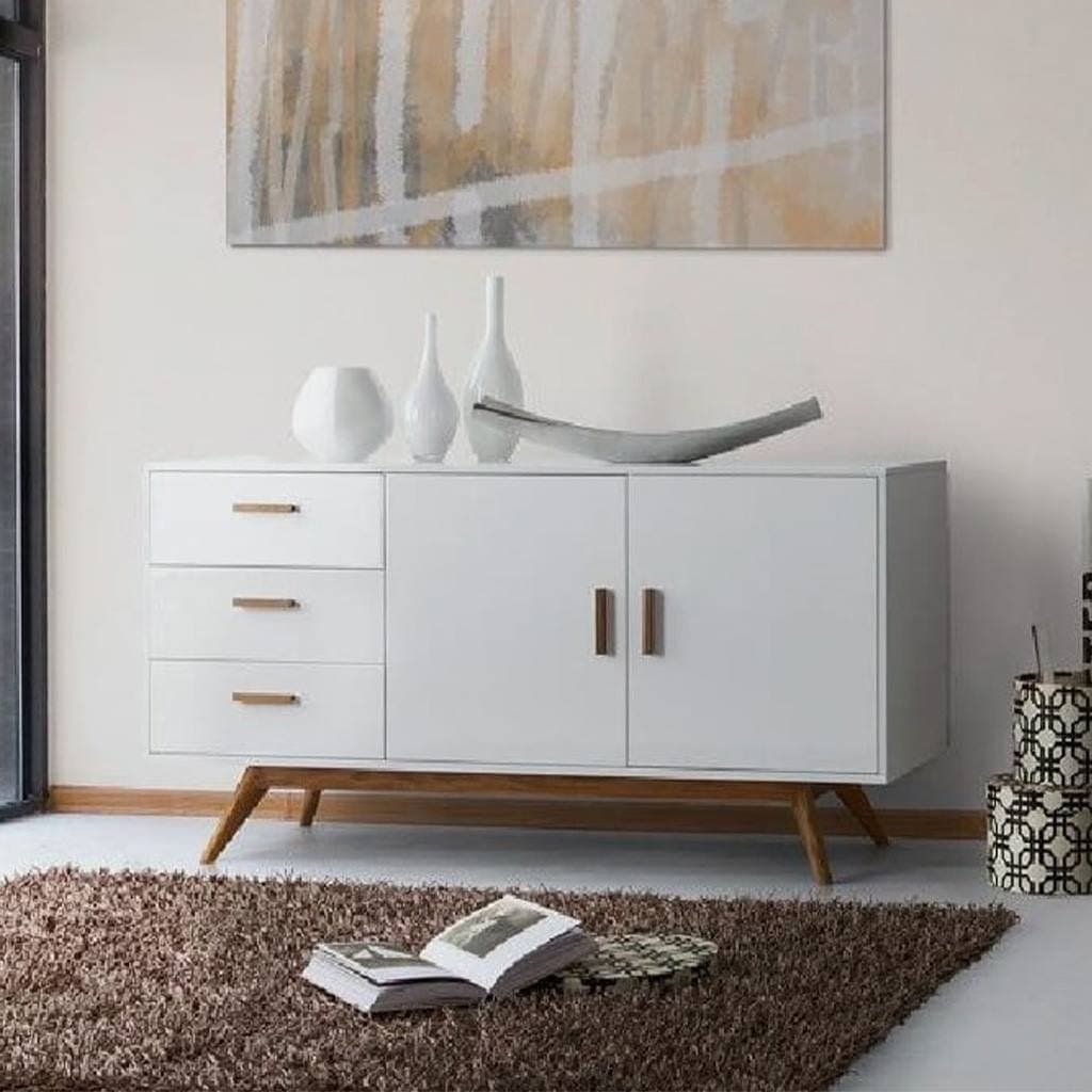 wood buffet, white and brown - 90×120×38 cm