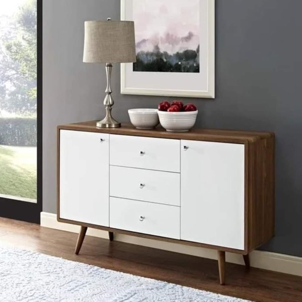 Wooden buffet 140×40×90 cm - white and brown