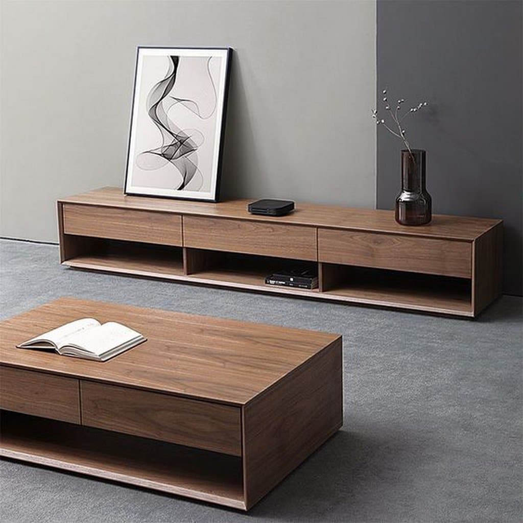TV stand and coffee table, 2 pieces - brown