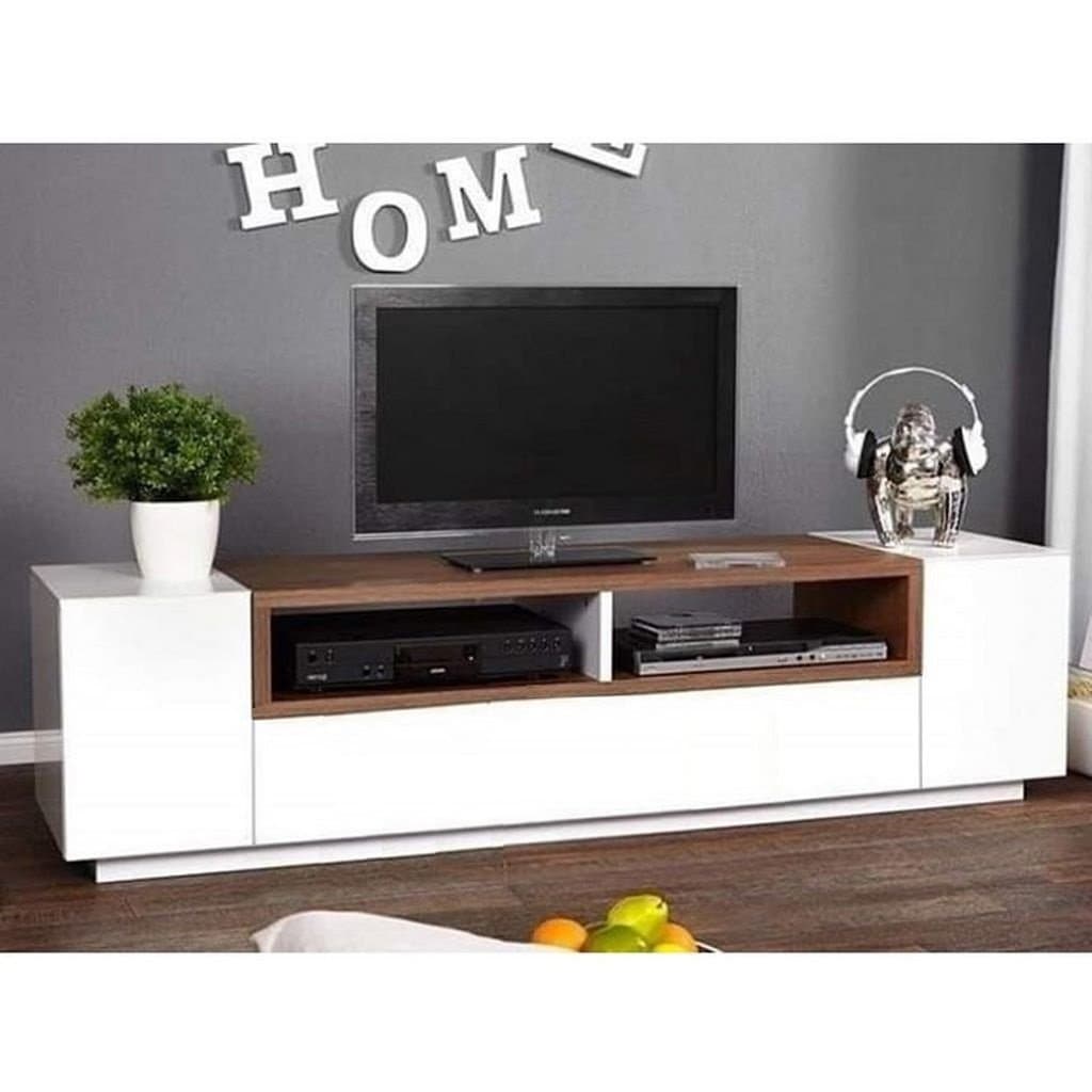 TV stand, white and brown - 240×45×60 cm